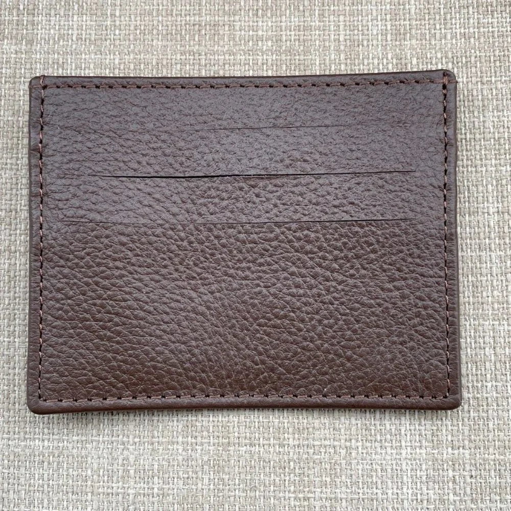 Card Holder Brown Genuine Leather Mini Wallet Zip Handmade Coin Purse New